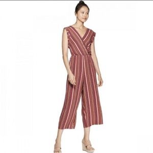 Xhilaration Red Striped Jumpsuit